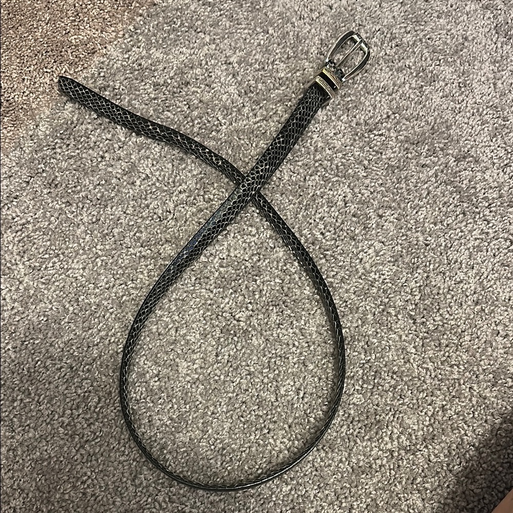 Woman’s Black Textured Belt with Silver Buckle